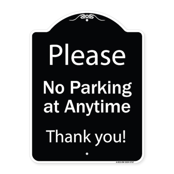 Designer Series-Please No Parking At Anytime Black & White, 24" x 18", BW-1824-9787